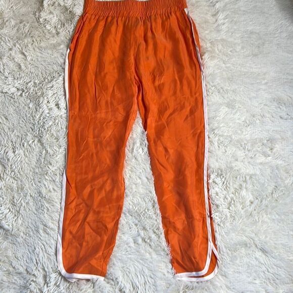 Brochu Walker Orange silk track cropped pants - Picture 1 of 6